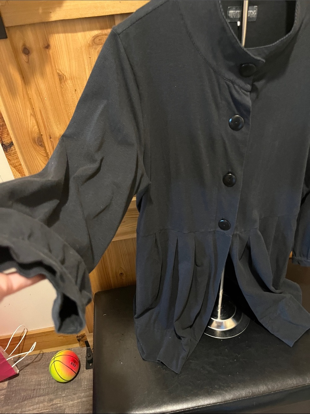 Iridium Classic Black Button-Front Tunic with Stand Collar and Pockets - Picture 5 of 12